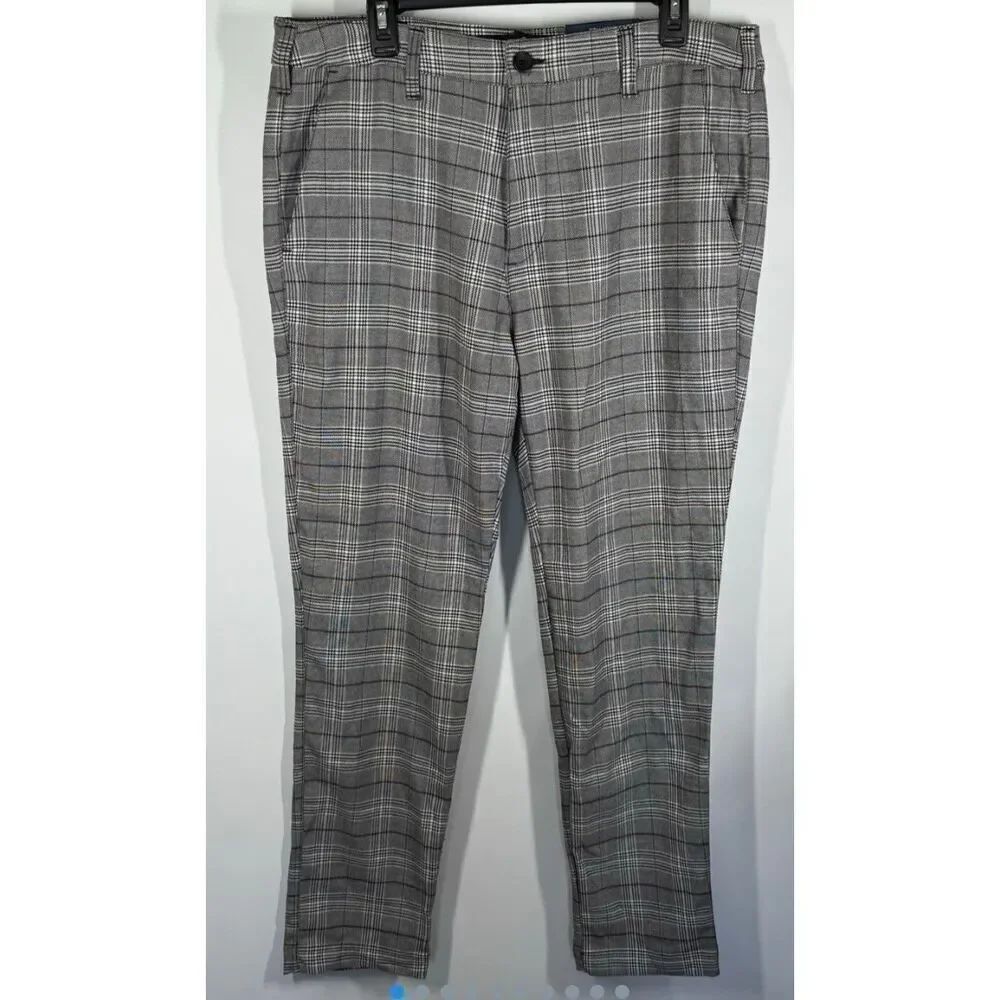 Hollister Men’s Plaid Epic Flex Skinny Chino Flat Front pant size 36Wx32L NWT